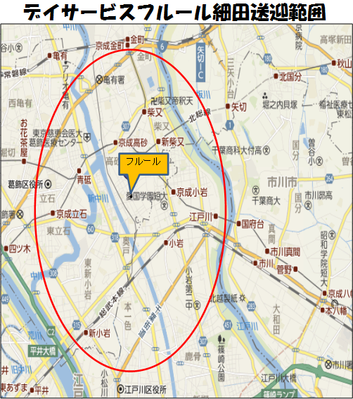 デイサービスフルール細田送迎範囲